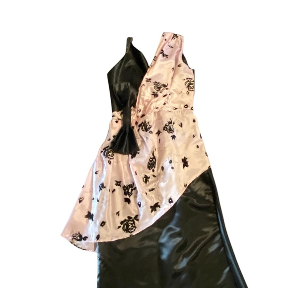 Vintage Handmade Black and Pink Bow Women's formal mermaid Gown Dress - Picture 3 of 8